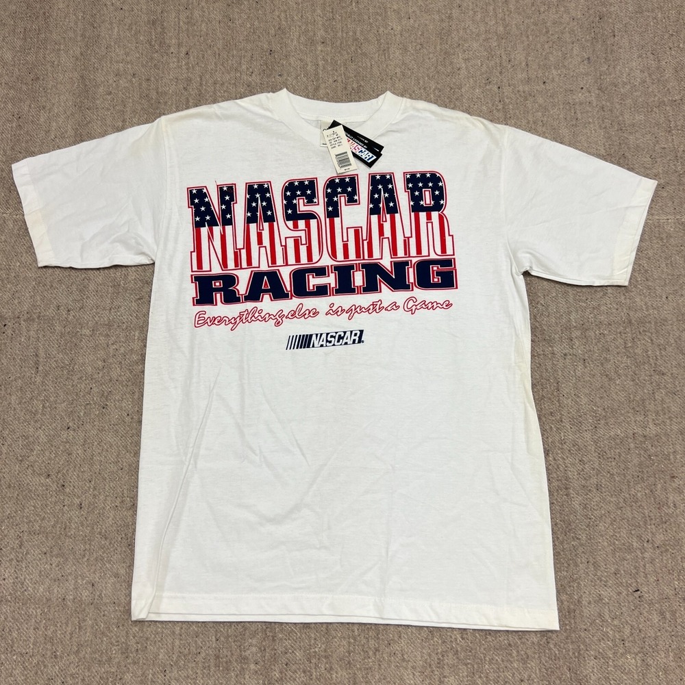 Vintage Nascar Racing Shirt Mens Large White 1990s Deadstock